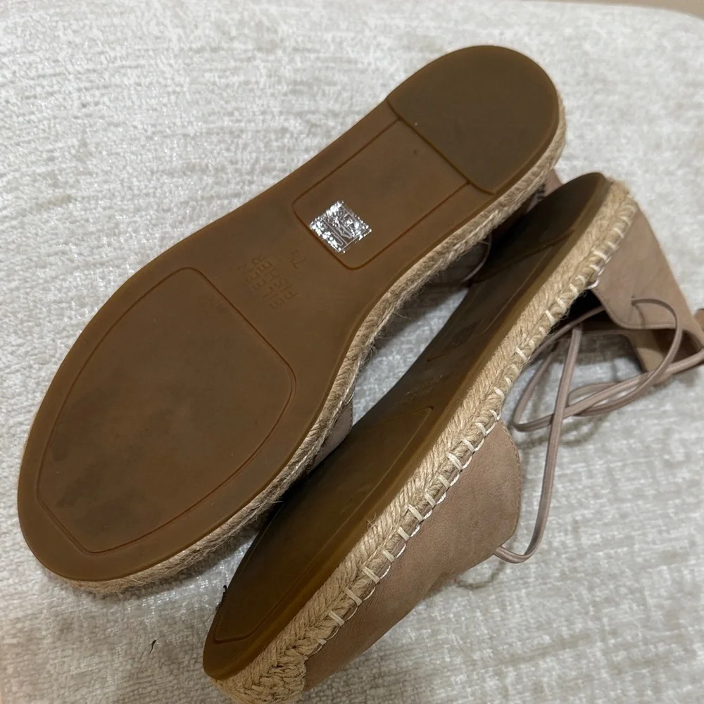 Eileen Fisher Taupe Lace-Up Espadrille Flats